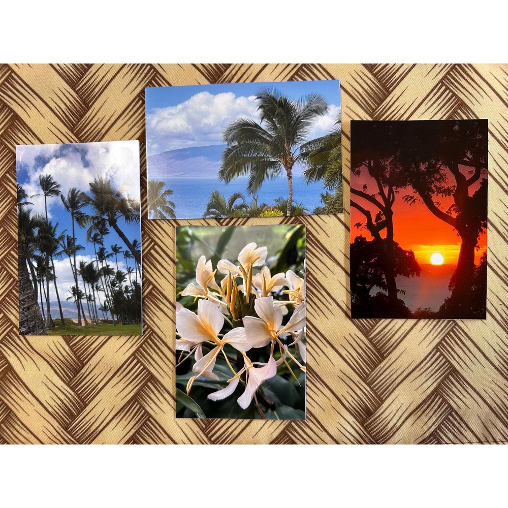 Hawaiian Tropical Scenic Postcard Collection Set of 4 Handcrafted in Maui